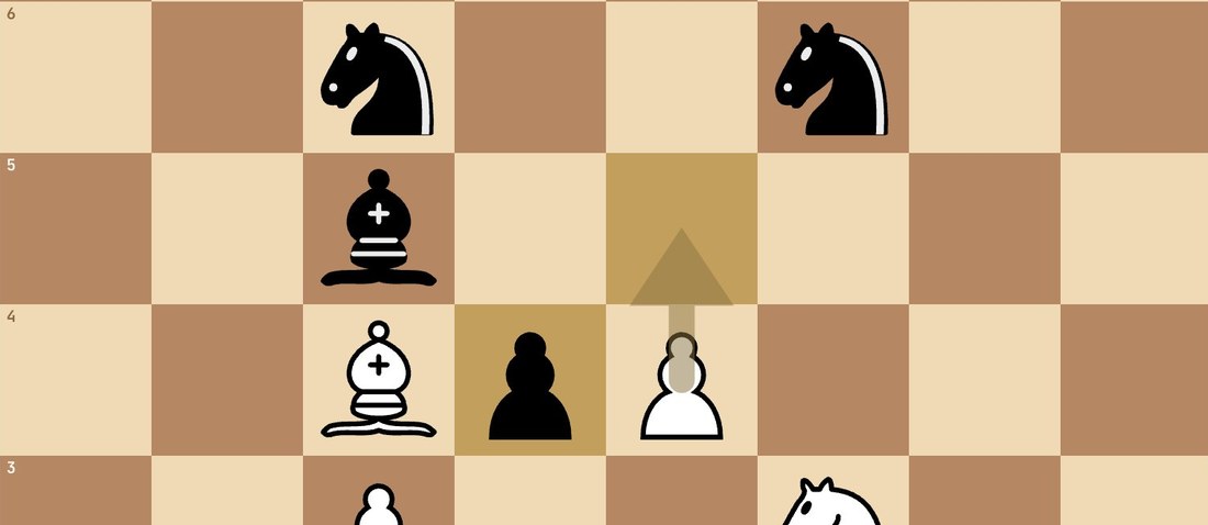 Castled Italian Game position: an arrow shows the line's move after an off-book reply